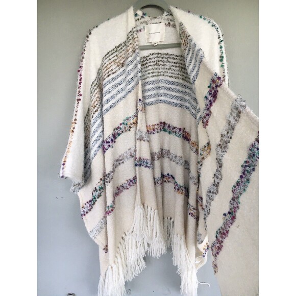 Anthropologie Fringe Kimono Cardigan Sweater OS Open Front Shunky Oversize Boho - Picture 12 of 16